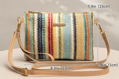 Women's fashion small crossbody bag with woven texture design - multicoloured - Image 1 of 4