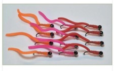 Barbless Tungsten Bead Squirminator, 12 Barbless Tungsten Bead, Size 12 Hook