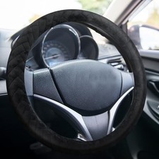 17.5-18 Inch Steering Wheel Cover for Semi Truck No-Slip Velvet Black Quilted