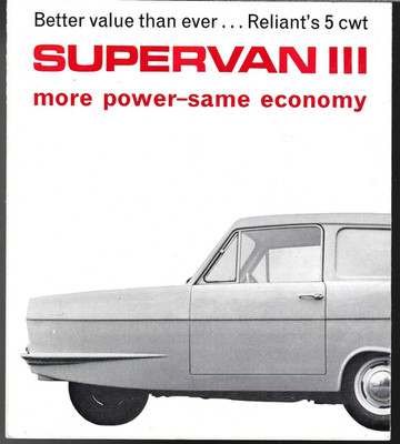 Reliant Regal Supervan III 1968-1969 UK Market Foldout Sales Brochure