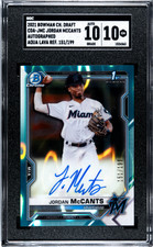 Jordan McCants 2021 Bowman Chrome Auto Aqua Lava Refractor SGC 10 RC /199