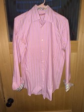 ROBERT GRAHAM men's pink pinstriped floral lining dress shirt size 39, 15.5 M