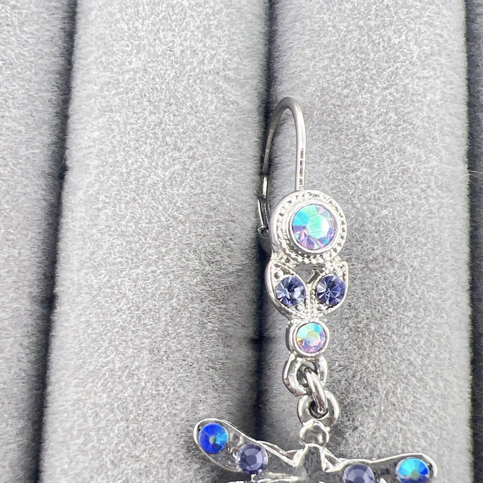 Pendientes Kirks Folly Libélula Insecto Cristal Estrás Púrpura Rosa Palanca Foto 4 de 4