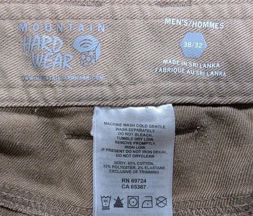 Mountain Hardwear Pants Mens 38x30 Brown Light Wash Cotton Stretch Straight - Picture 5 of 14