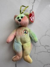 TY Jingle Beanie Baby - PEACE the Bear (5.5 inch) - MWMTs Holiday Ornament Toy