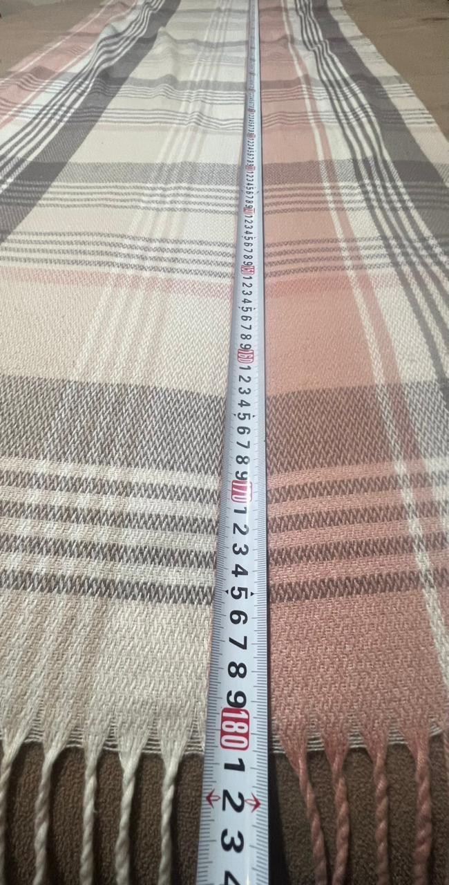 Scarf Plaid Oversized Warm Winter Shawl Wrap Cozy Fringe Blush Beige Gray thumbnail 6