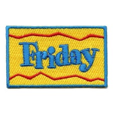 Friday Yellow Blue Embroidered Iron On Patch