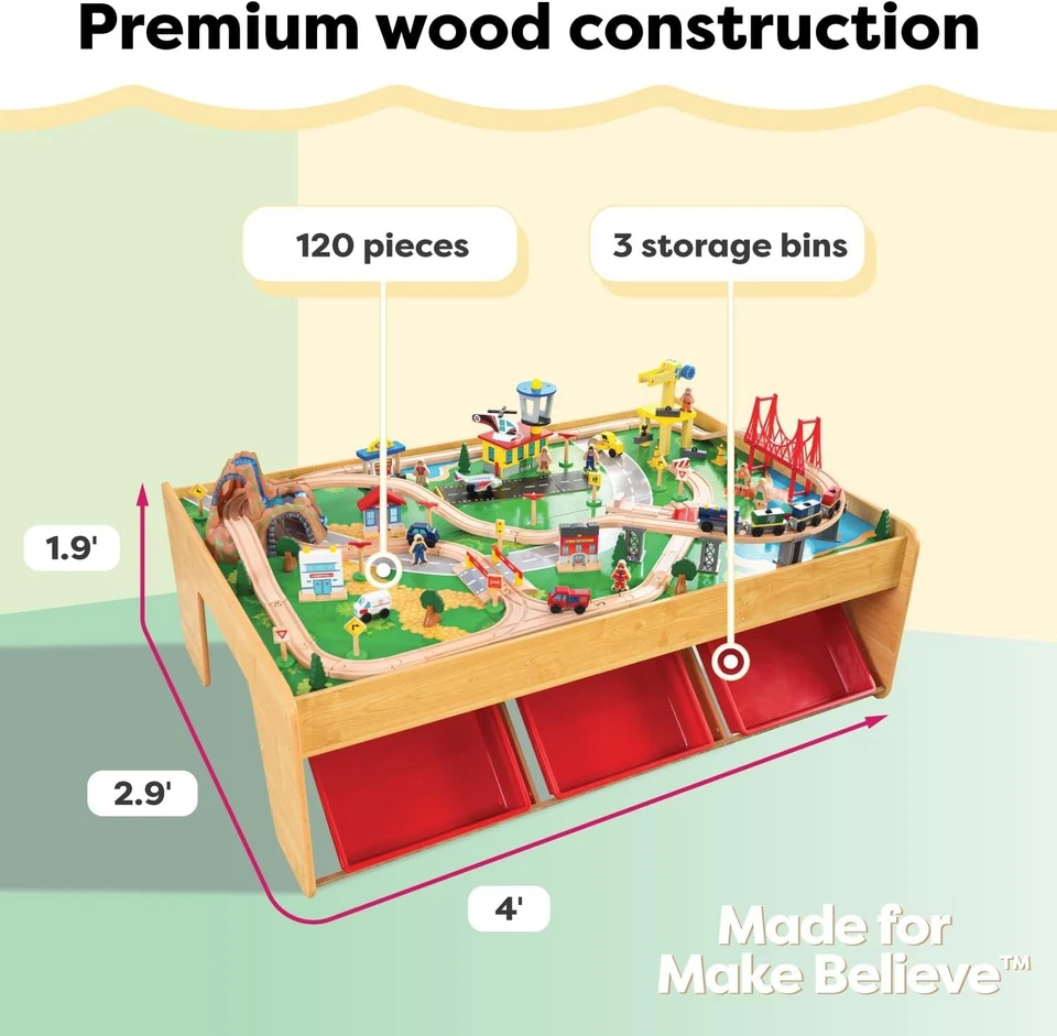 Kidkraft Waterfall Mountain Wooden Train Set & Table with 120 Pieces, 3 Storage - Image 4 of 4