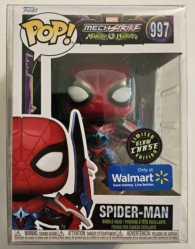 FUNKO POP 997 MARVEL MECH STRIKE MONSTER HUNTERS SPIDER-MAN WALMART GLOW CHASE