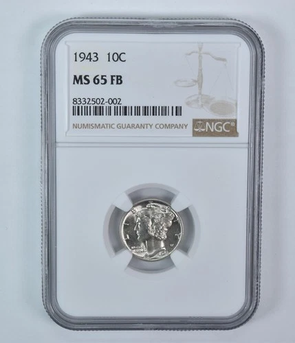 1943 Mercury Dime MS65 FB NGC Brown Label