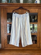 NWT FDJ French Dressing Jeans Linen Blend Striped Space Dye Wide Leg Pants M