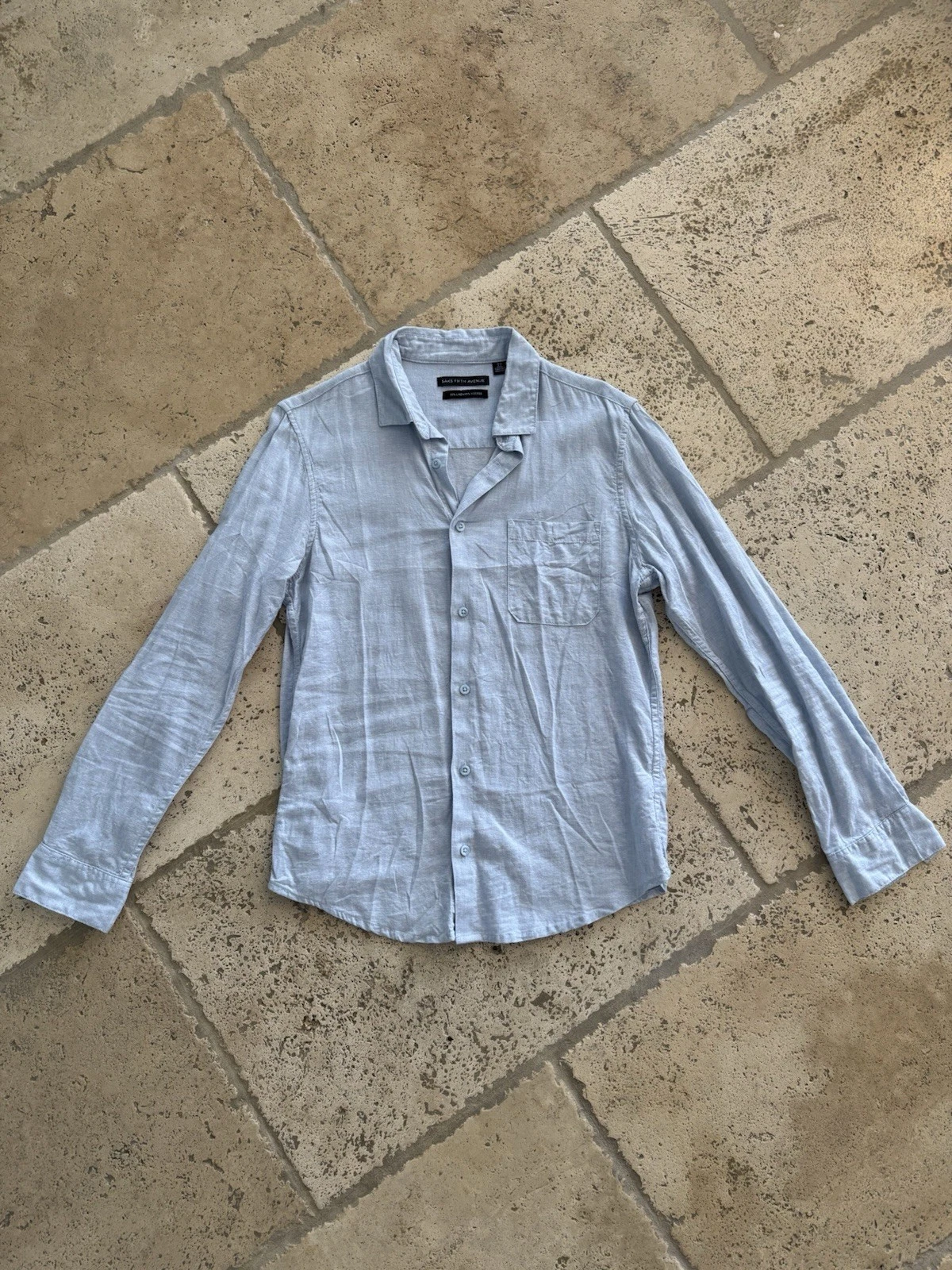 Saks Fifth Avenue Men's Light Blue Linen Button-Up Shirt, Long Sleeve, Medium
Opens in a new window