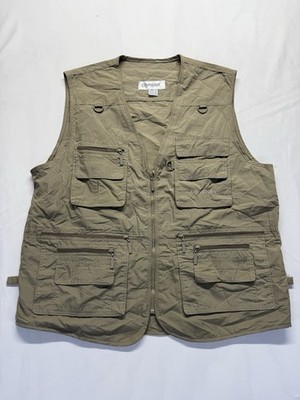 OlympinA Utility Fishing Vest Mens XL Hunting Khaki Campimulti pocket Full Zip