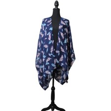 Lane Bryant Sheer Feather Print Open Front Kimono Cardigan Wrap