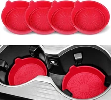 SINGARO Car Cup Holder, 4-Pack Silicone Coasters, Universal Flower Red 