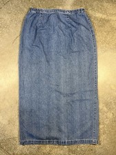 Chico  s Design Denim Maxi Skirt Women  s Size 2 Blue Long Modest Y2K 100 Cotton