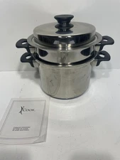 iCook™ Amway 4-Pc 4 L/4 Quart Stock Pot Set Steamer Insert Double Boiler