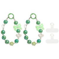 2-Teiliges Kristall Perlen Handy Charm (13Cm, GrüN) FüR Handy Lanyard Kette