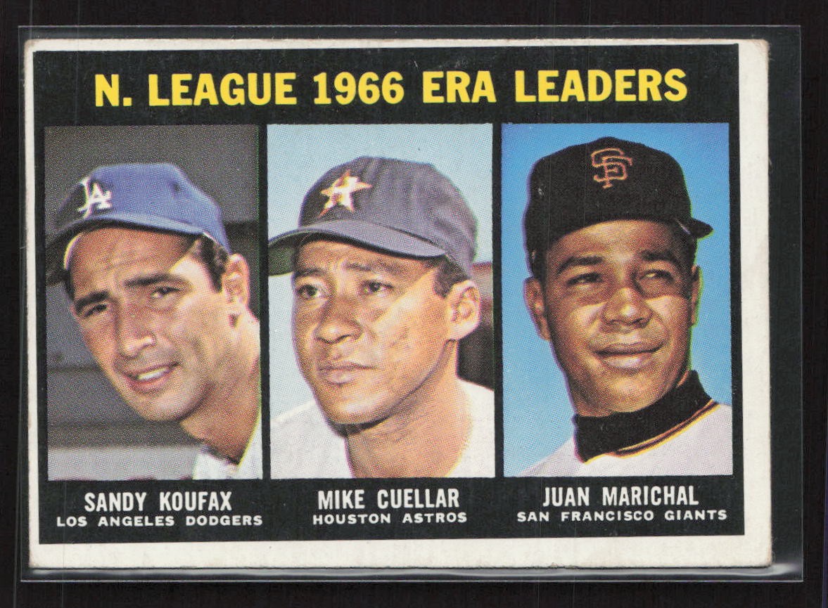 1967 Topps #234 NL ERA Leaders - Koufax / Cuellar / Marichal - VG/EX Set Break!