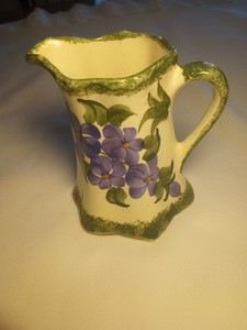 44- Vintage Cash Family Hand-Painted Pitcher 4.5"h