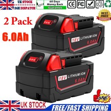 2x 6.0AH Battery For Milwaukee 18V For M18 Extended Capacity Lithium 48-11-1860