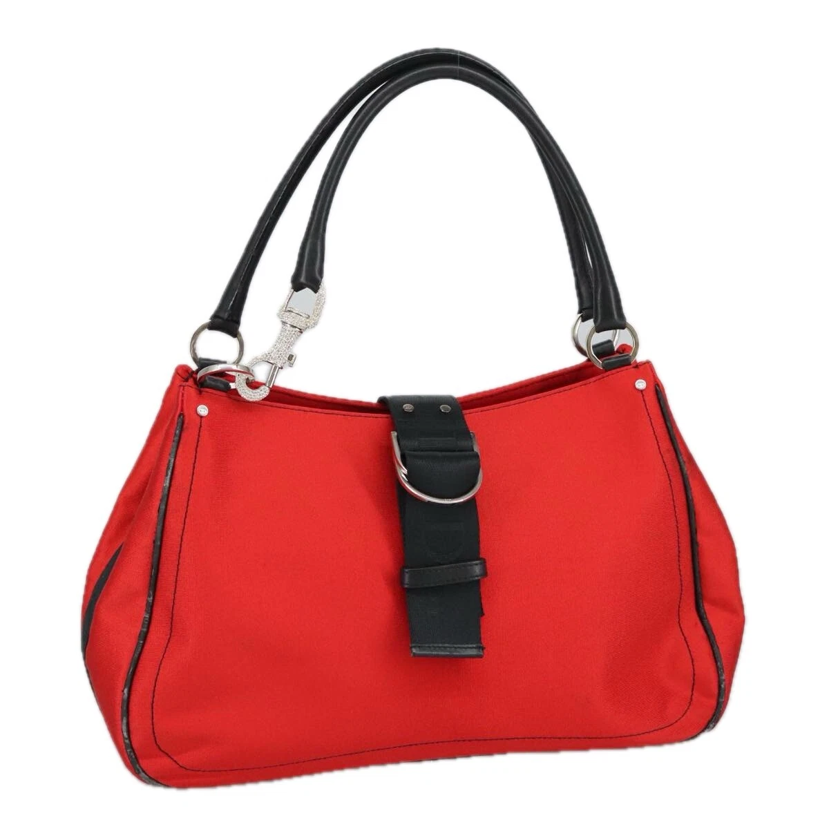 Sac bandoulière Christian Dior Hardcore toile argent rouge authentique 100209