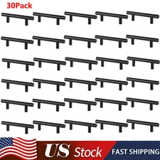 30 Pack Brushed Kitchen Cabinet Pull Stainless Steel Black Drawer T-Bar Handles