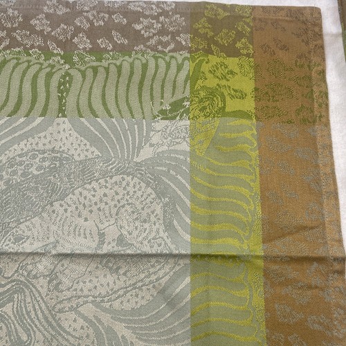 7 GARNIER-THIEBAUT France Jacquard Napkins Green Brown Leopard Jungle Safari - Picture 4 of 13