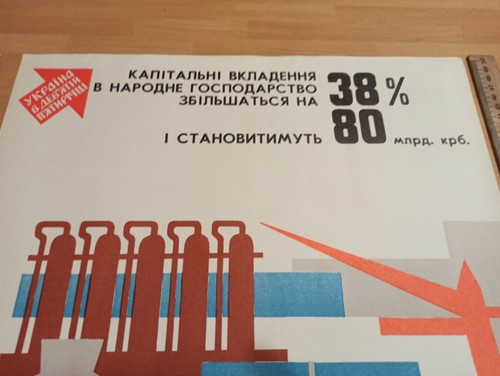 Póster soviético vintage. Plan 9 del plan quinquenal para Ucrania. URSS 1971 8 SN - Imagen 9 de 12