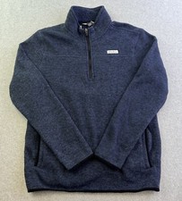 Eddie Bauer Sweater Mens Medium Blue Long Sleeve 1/4 Zip Fleece Pullover Adult