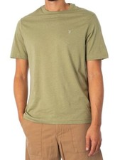 Image of New Men's Farah Eddie Crew Cotton T-Shirt in Oil Green Sz 2XL rrp £24.99