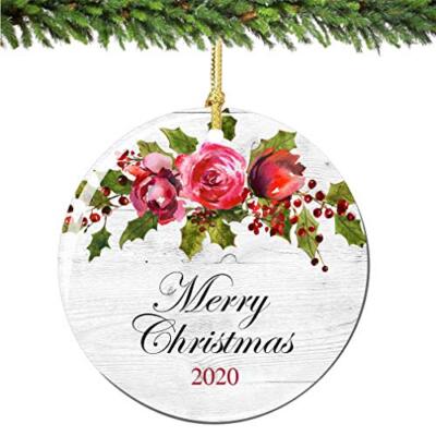 Merry Christmas Ornament 2022 Holly Porcelain Ornament Home Décor Christmas