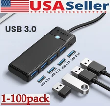 4 Port USB 3.0 Hub Splitter Multi Adapter 5Gbps High Speed PC Desktop Laptop LOT