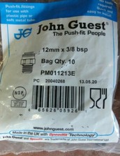 Image of 10 x John Guest 12mm x 3/8" BSP straight adaptor JG Speedfit Push Fit PM011213E