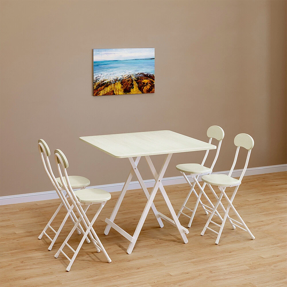 Folding Breakfast Bar Dining Table 2 4pcs Chairs Stools Set