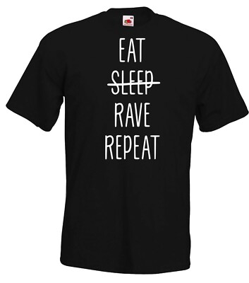 Youth Designz Herren T-Shirt Rave Repeat Logo Lustig Spruch Techno House Club