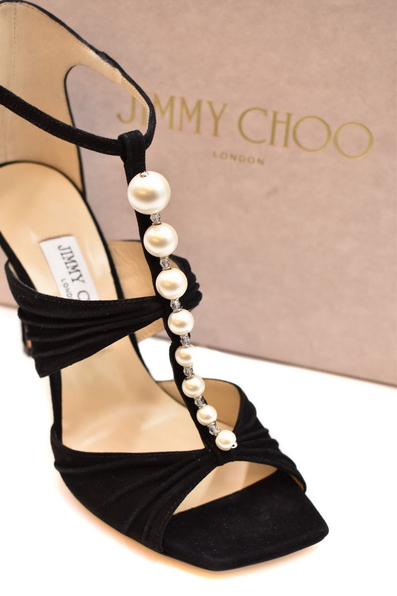 Jimmy Choo Black Sandals AURA 95 SZRBLACK/WHITE ESL1466 | eBay