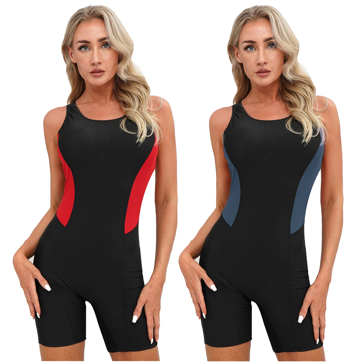 Woman's Athletic Sport One-piece Bathing Suit Racerback Boyleg Swimwear  Swimsuit