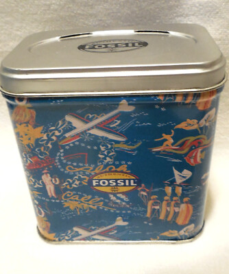 Fossil Tin Box Men's Fossil Nate Grey Camouflage Watch JR1464