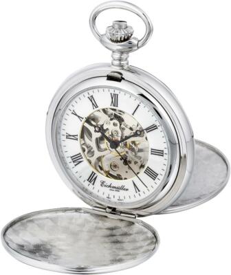 Eichmüller Taschenuhr Doppeldeckel Skelett mechanisch mit Kette 