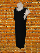ZARA BLACK DRESS LARGE WOMENS SLEEVELESS WHITE TRIM RIBBED LONG CUT OUT BACK