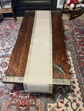 Beige Woven Table Runner Satin Border Neutral Farmhouse Dining Decor Excellent