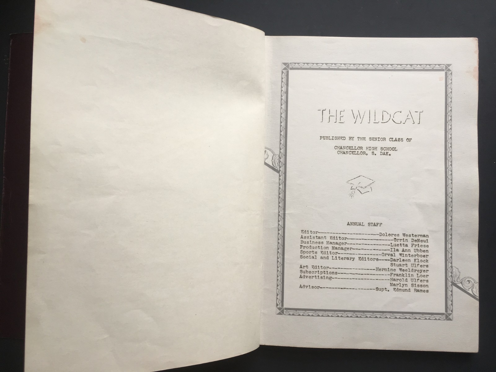 1946 Chancellor High School Yearbook Chancellor, South Dakota eBay