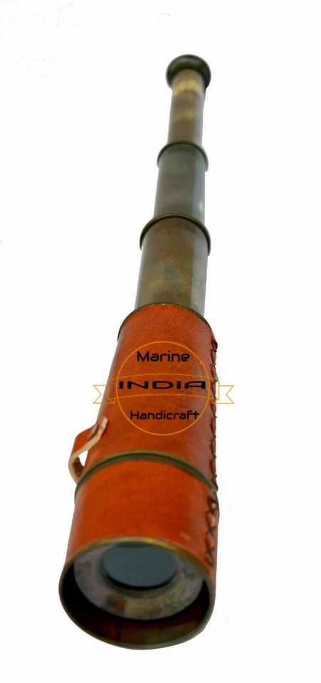 Modèle de guerre de télescope de longue-vue en cuir de laiton de style... - Photo 2/4