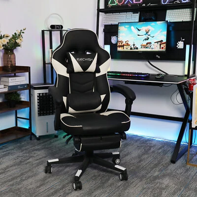 Massage Office Gaming Chair Racing Recliner Swivel Computer Desk Footrest Home