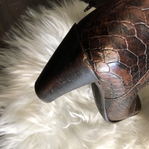 Enzo Angiolini Ranetta Brown Snake Print Leather High Boots Zip Size 7.5 M - Picture 6 of 11