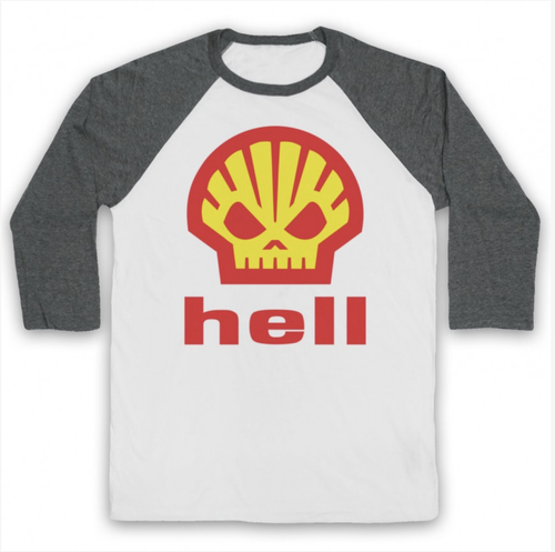 ANTI OIL PETROCHEMICAL UNOFFICIAL SHELL HELL HEATH WORN 3/4 SLEEVE BASEBALL TEE - Picture 17 of 20