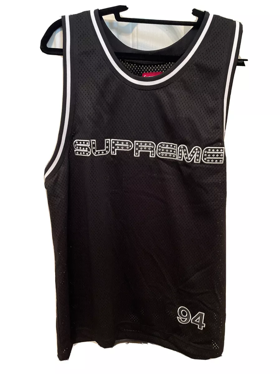 Brand New SUPREME SS19 Rhinestone Basketball Jersey 94 BLACK Medium