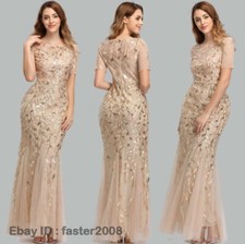 Evening Dress V-Neck Mermaid Sequined Formal Dresses Women Elegant Party Gowns L