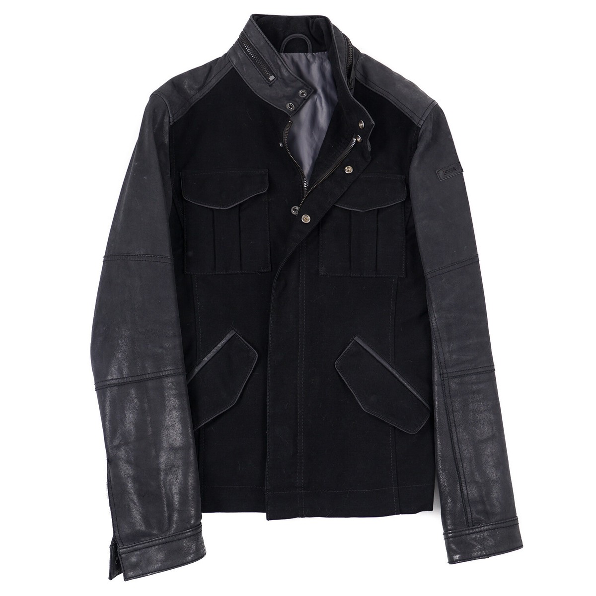 Men's Emporio Armani Slim-Fit Black Leather and Brushed Men's Emporio Armani Slim-Fit Black Leather and Brushed